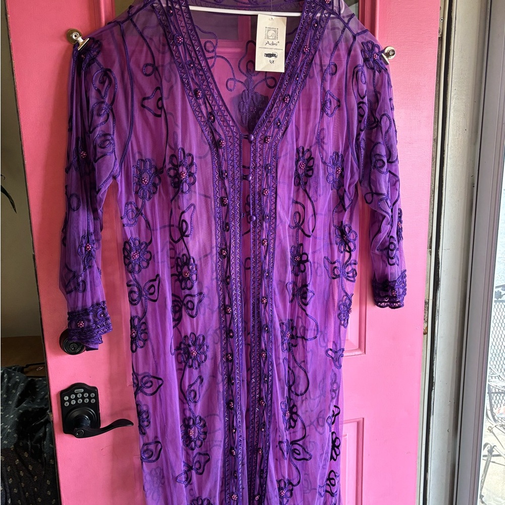 Purple Sheer Embroidered Jacket